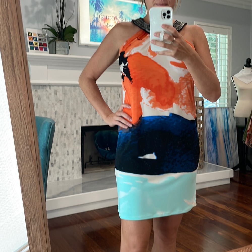 Orange and blue summer dress